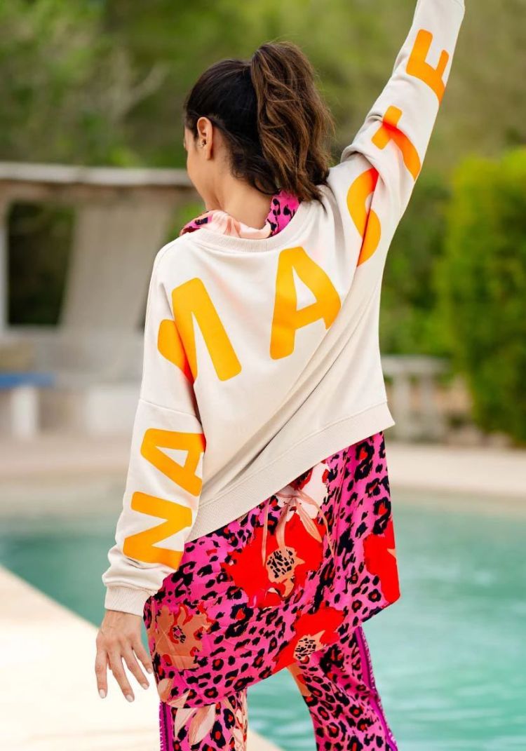 Miss Goodlife Sweater Creme dames (ROUNDNECK NAMASTE DOUBLE STRASS - MG11473.175) - GL Sport (Sluis)