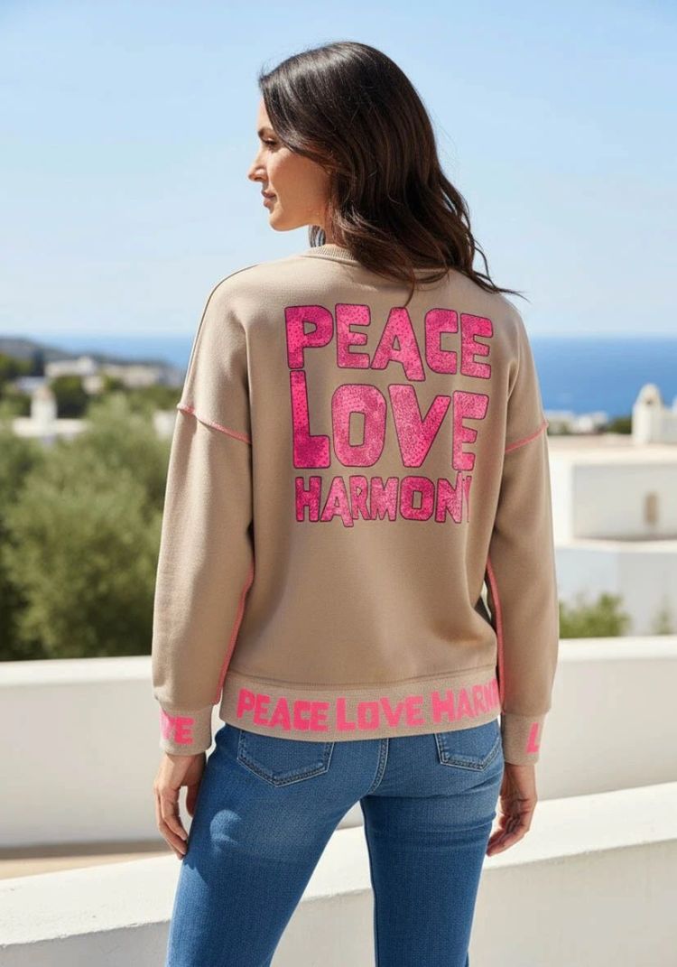 Miss Goodlife Sweater Creme dames (ROUNDNECK PEACE LOVE HARMONY - MG13584.76) - GL Sport (Sluis)
