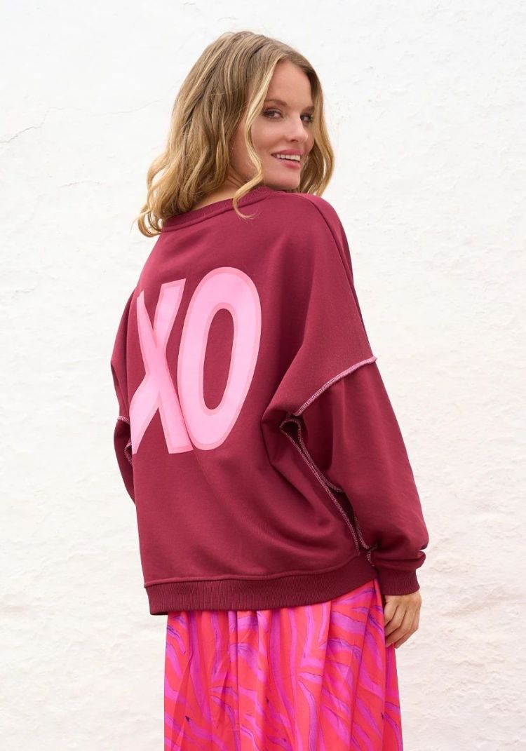 Miss Goodlife Sweater Bordeaux dames (ROUNDNECK XO PAILLETTE - MG12943.264) - GL Sport (Sluis)