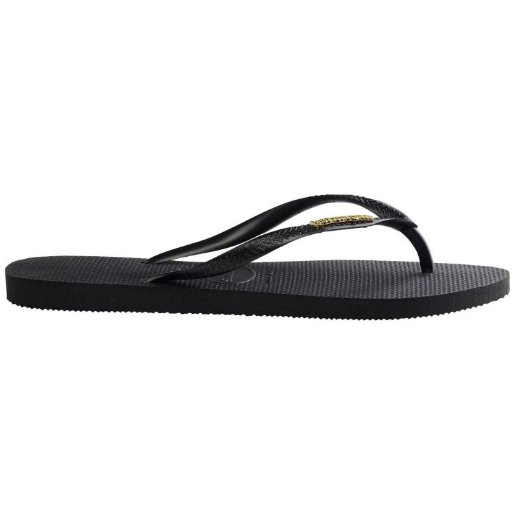 Havaianas Slippers Zwart dames (SLIM LOGO METALLIC BLACK/GOLD - WOMEN - 4119875.1924) - GL Sport (Sluis)