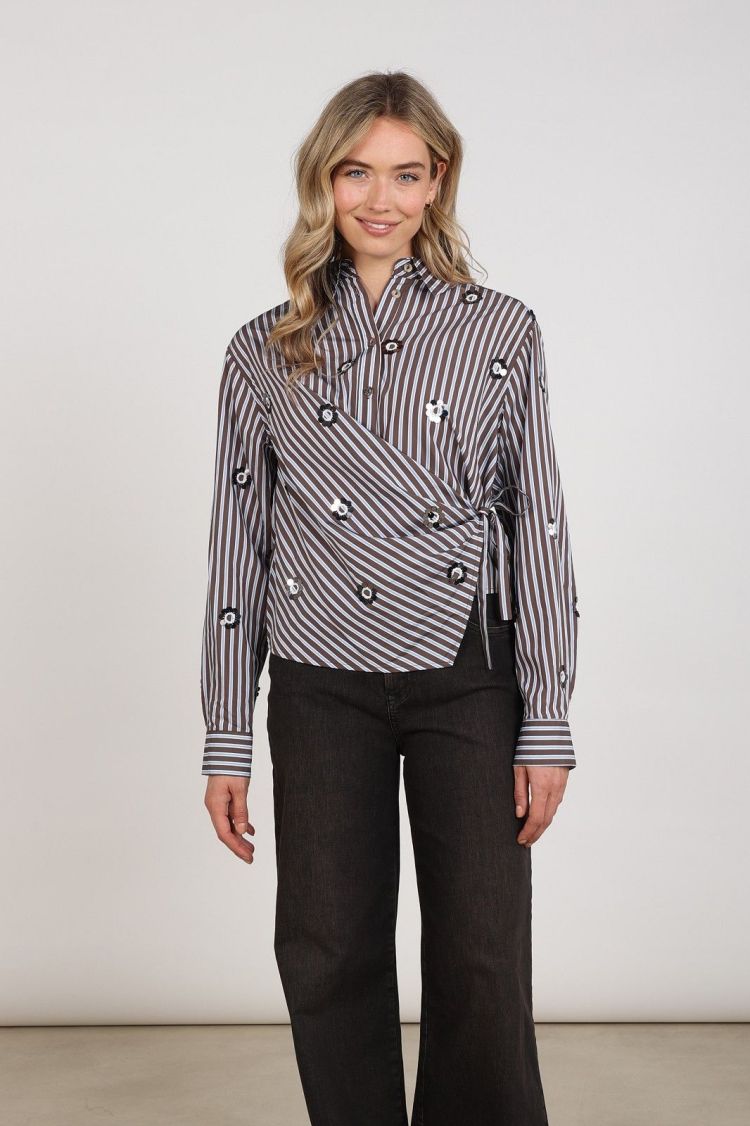 Nukus Blouse Bruin dames (AMY BLOUSE STRIPE - AMY.BLOUSE.CHOCO) - GL Sport (Sluis)