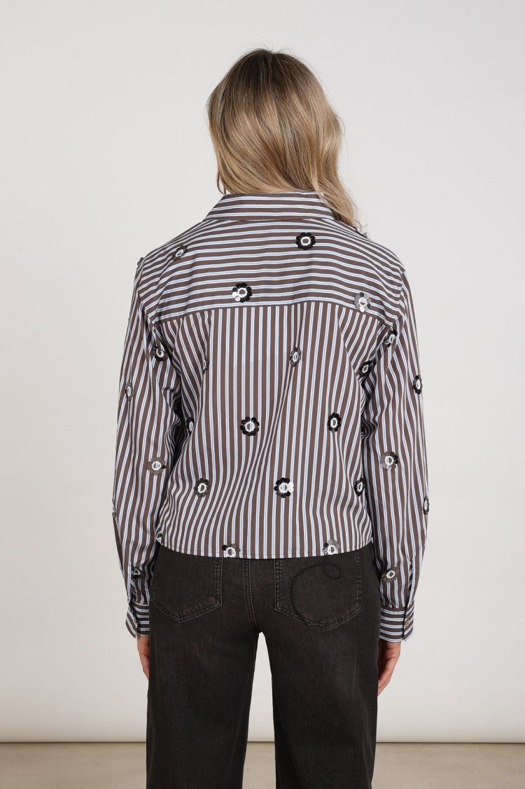 Nukus Blouse Bruin dames (AMY BLOUSE STRIPE - AMY.BLOUSE.CHOCO) - GL Sport (Sluis)