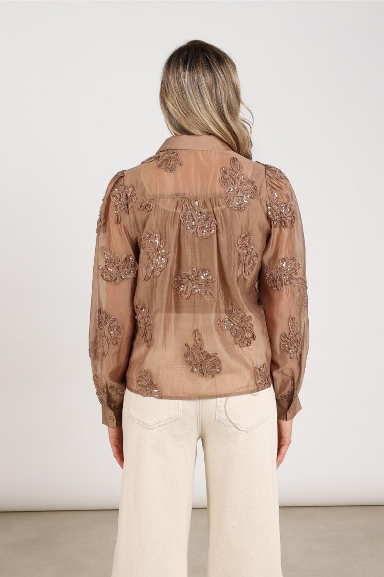 Nukus Blouse Taupe dames (ANTONELLA BLOUSE PAILLET FLOWER - ANTONELLA.BLOUSE.TAUPE) - GL Sport (Sluis)