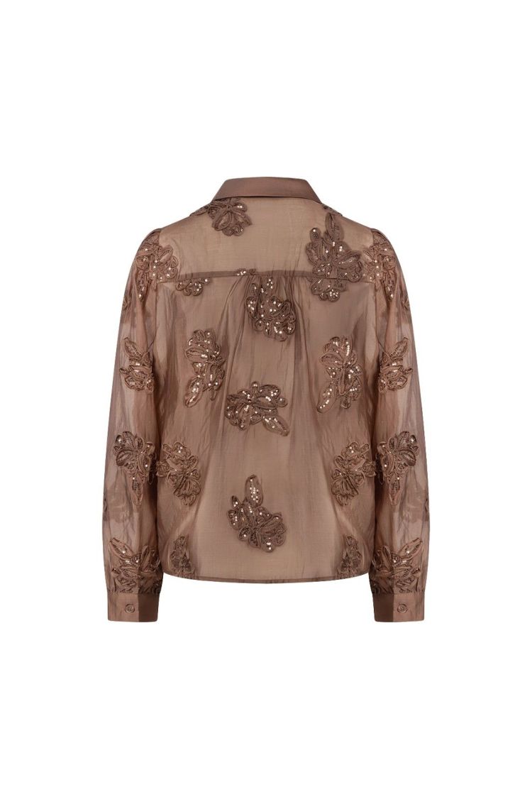 Nukus Blouse Taupe dames (ANTONELLA BLOUSE PAILLET FLOWER - ANTONELLA.BLOUSE.TAUPE) - GL Sport (Sluis)
