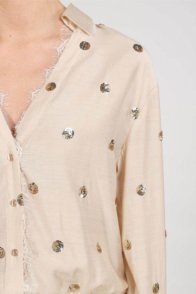 Nukus Blouse Beige dames (ANIKA BLOUSE PAILLET - ANIKA.BLOUSE.SAND) - GL Sport (Sluis)