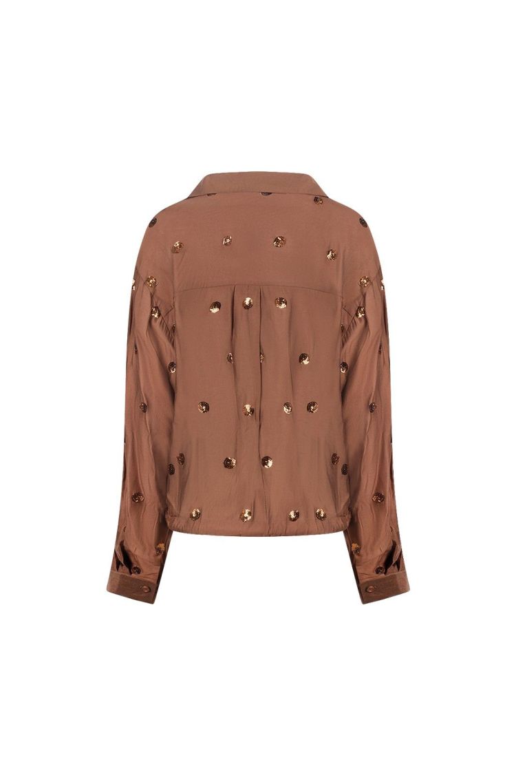 Nukus by Nick Vervoort Blouse Bruin dames (ANIKA BLOUSE PAILLET - ANIKA.BLOUSE.ESPRESSO) - GL Sport (Sluis)