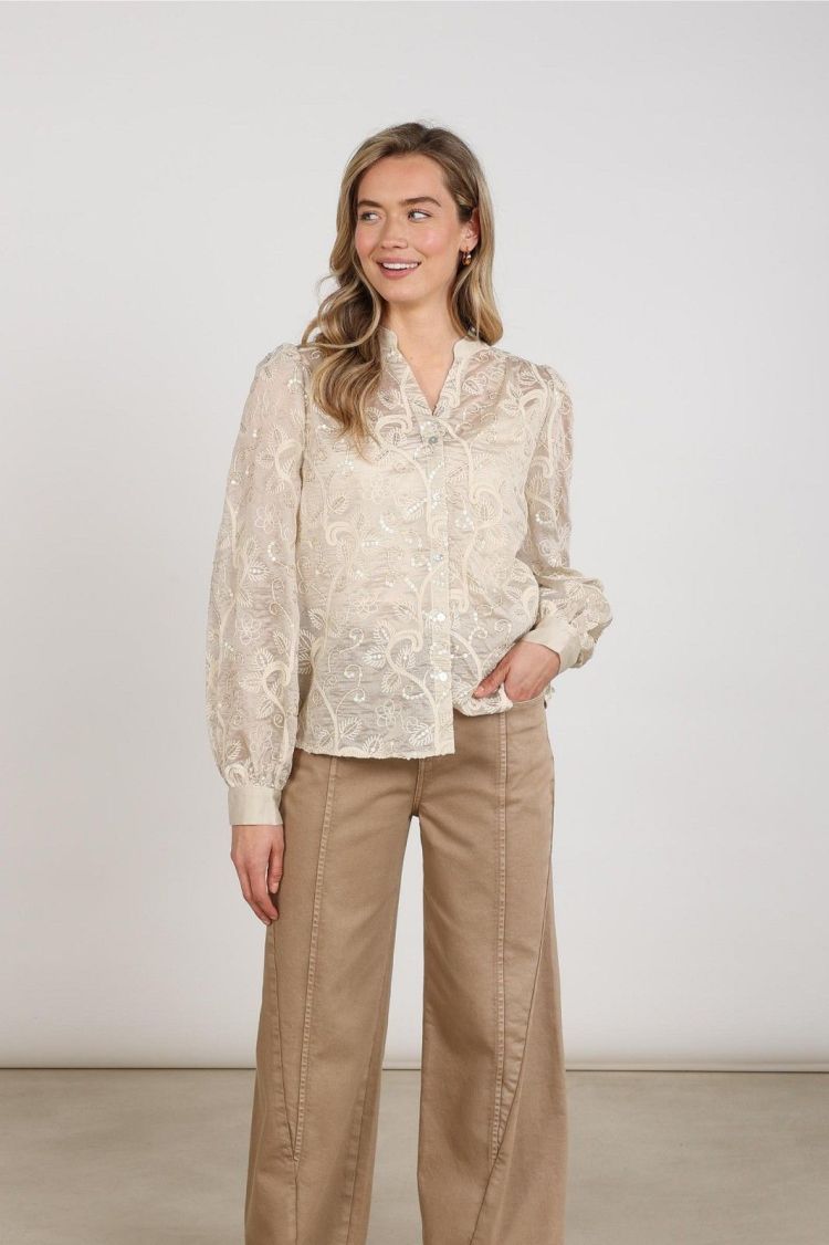 Nukus Blouse Beige dames (ANTONELLA BLOUSE EMBROIDERY - ANTONELLA.BLOUSE.SAND) - GL Sport (Sluis)