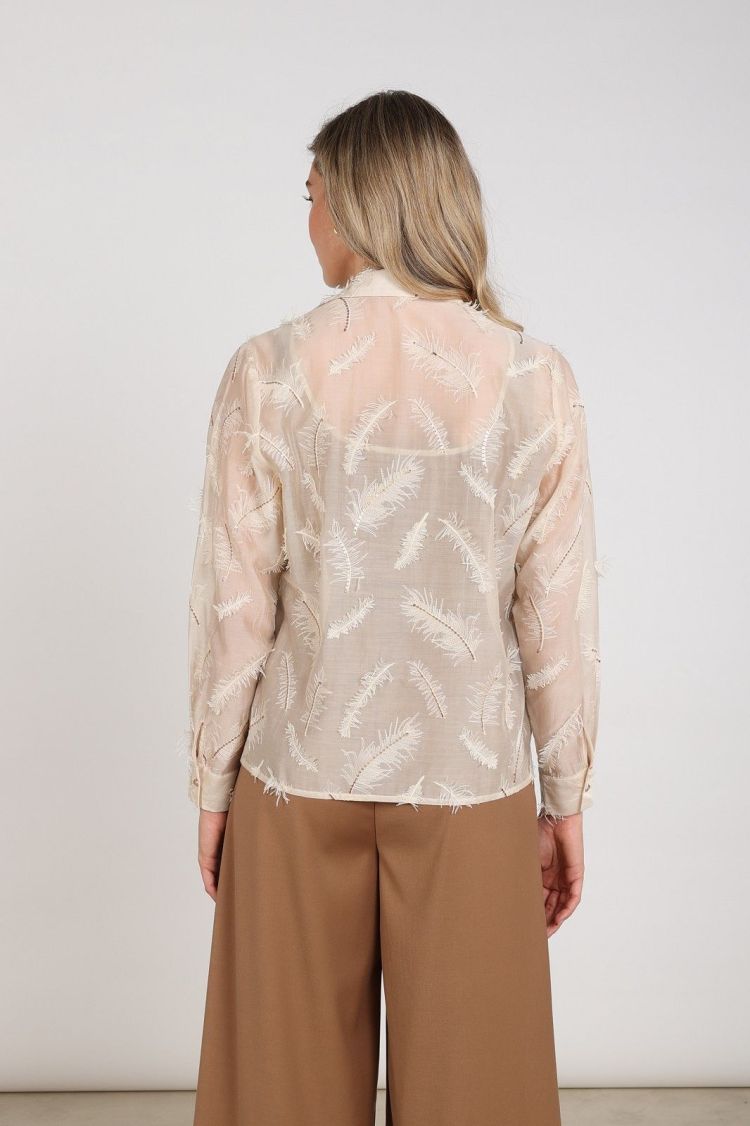 Nukus by Nick Vervoort Blouse Beige dames (AYSHA BLOUSE FEATHERS - AYSHA.BLOUSE.SAND) - GL Sport (Sluis)
