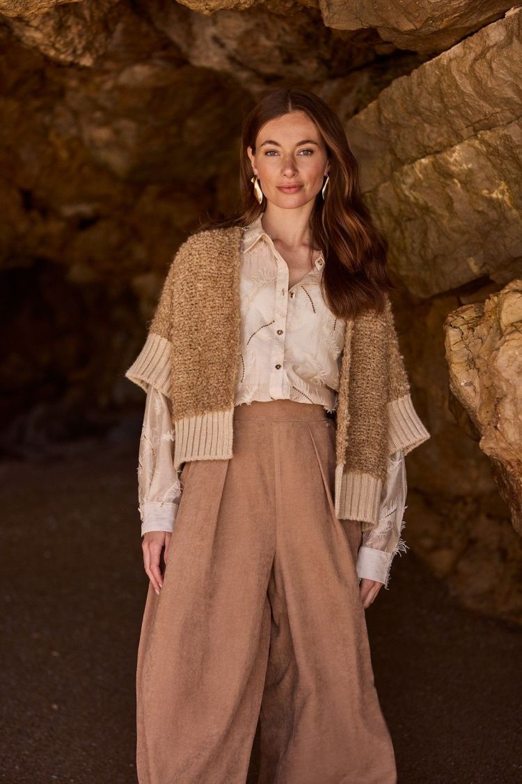 Nukus by Nick Vervoort Vest Bruin dames (BELL CARDIGAN  - BELL.CARD.TOFFEE) - GL Sport (Sluis)