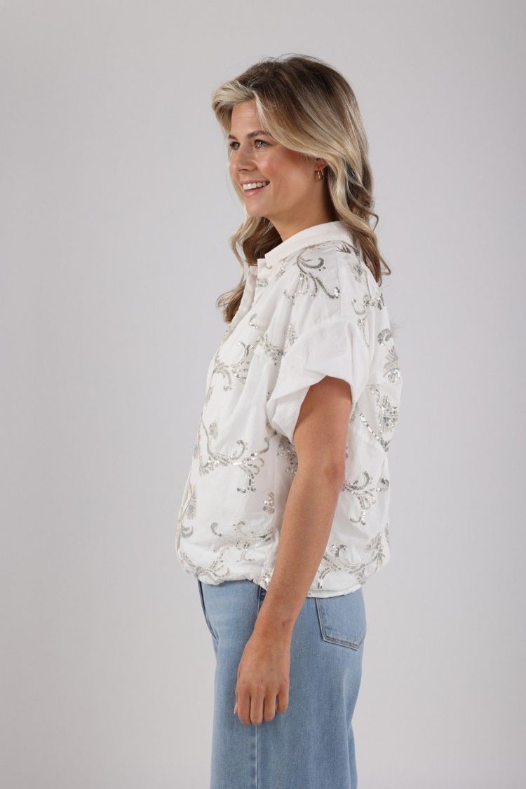 Nukus by Nick Vervoort Blouse Off-white dames (CATALINA BLOUSE PAILLET - CATALLINA.BLOUSE.OFFWHT) - GL Sport (Sluis)