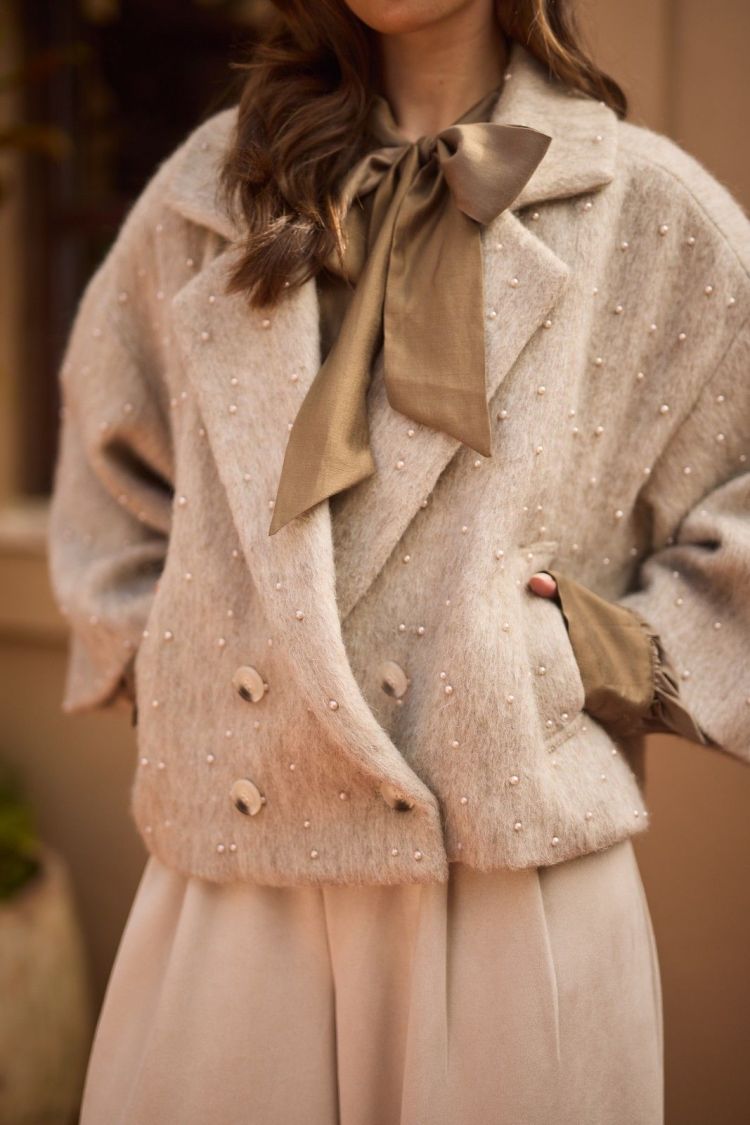 Nukus Jas Beige dames (DANIQUE JACKET PEARLS  - DANIQUE.JCKT.SAND) - GL Sport (Sluis)