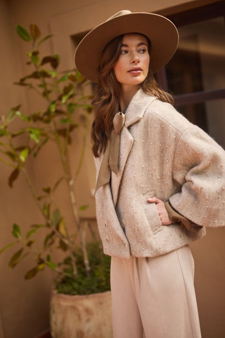 Nukus Jas Beige dames (DANIQUE JACKET PEARLS  - DANIQUE.JCKT.SAND) - GL Sport (Sluis)