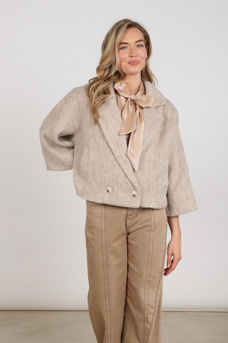 Nukus Jas Beige dames (DANIQUE JACKET PEARLS  - DANIQUE.JCKT.SAND) - GL Sport (Sluis)
