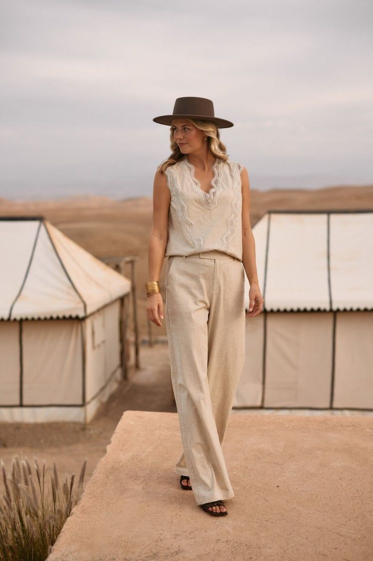 Nukus by Nick Vervoort Broek Beige dames (ELINE PANTS  - ELINE.PANTS.SAND) - GL Sport (Sluis)