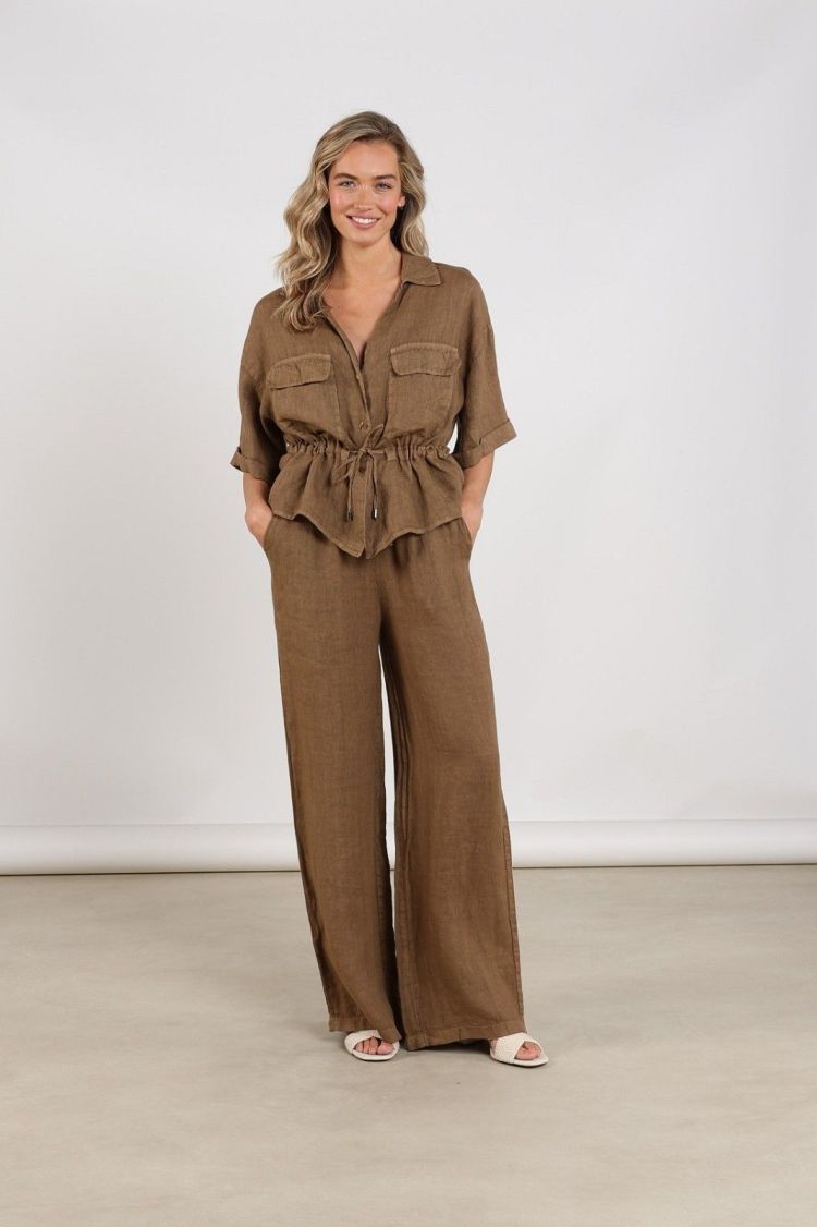 Nukus by Nick Vervoort Blouse Bruin dames (ELMA BLOUSE  - ELMA.BLOUSE.FANGO) - GL Sport (Sluis)