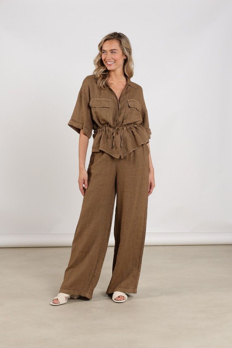 Nukus by Nick Vervoort Blouse Bruin dames (ELMA BLOUSE  - ELMA.BLOUSE.FANGO) - GL Sport (Sluis)