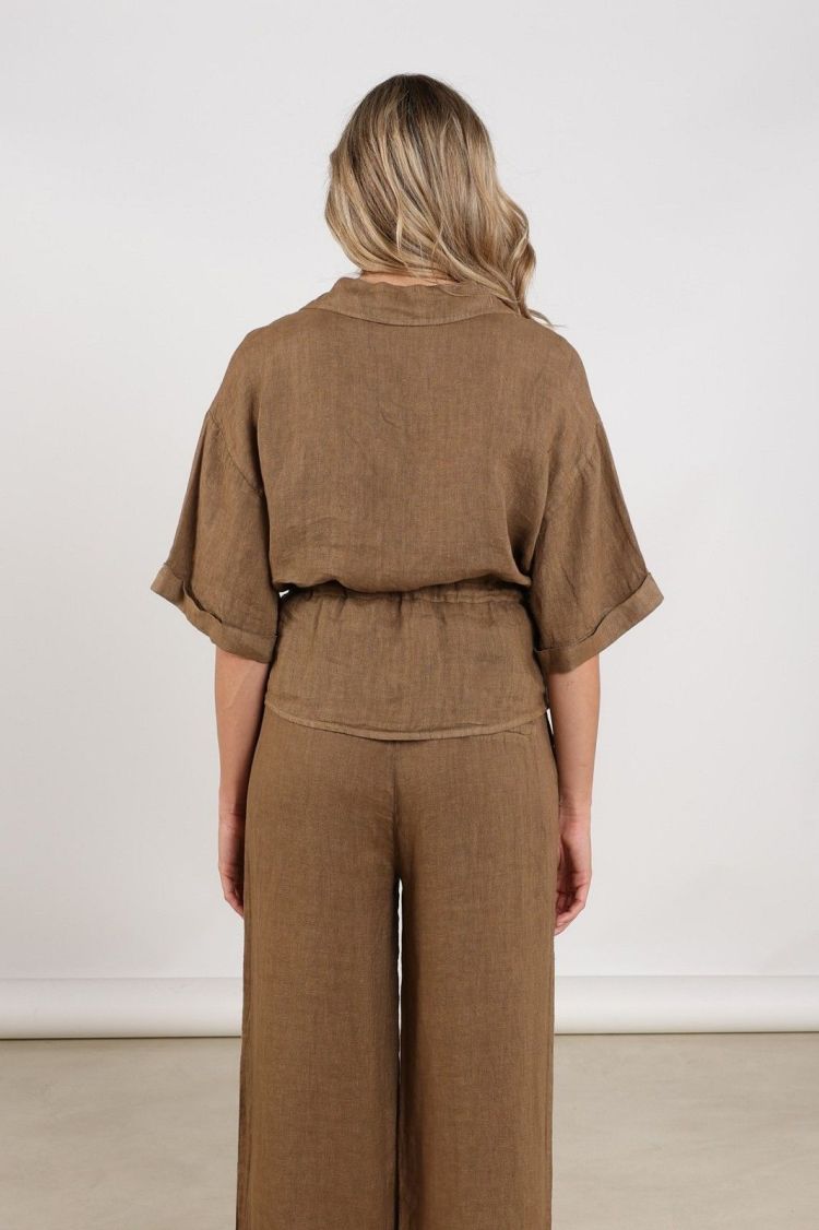 Nukus by Nick Vervoort Blouse Bruin dames (ELMA BLOUSE  - ELMA.BLOUSE.FANGO) - GL Sport (Sluis)