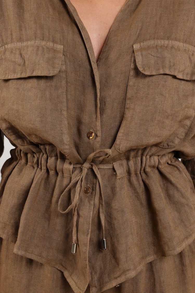 Nukus by Nick Vervoort Blouse Bruin dames (ELMA BLOUSE  - ELMA.BLOUSE.FANGO) - GL Sport (Sluis)