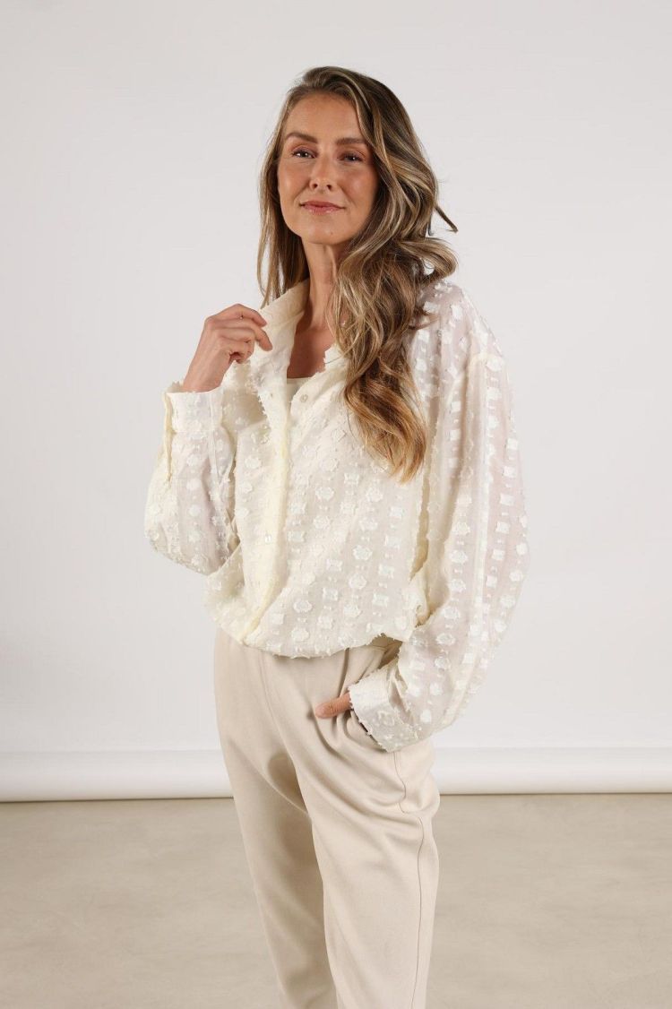 Nukus by Nick Vervoort Blouse Off-white dames (IRIS BLOUSE STRIPE - IRIS.BL.OFFWHITE) - GL Sport (Sluis)