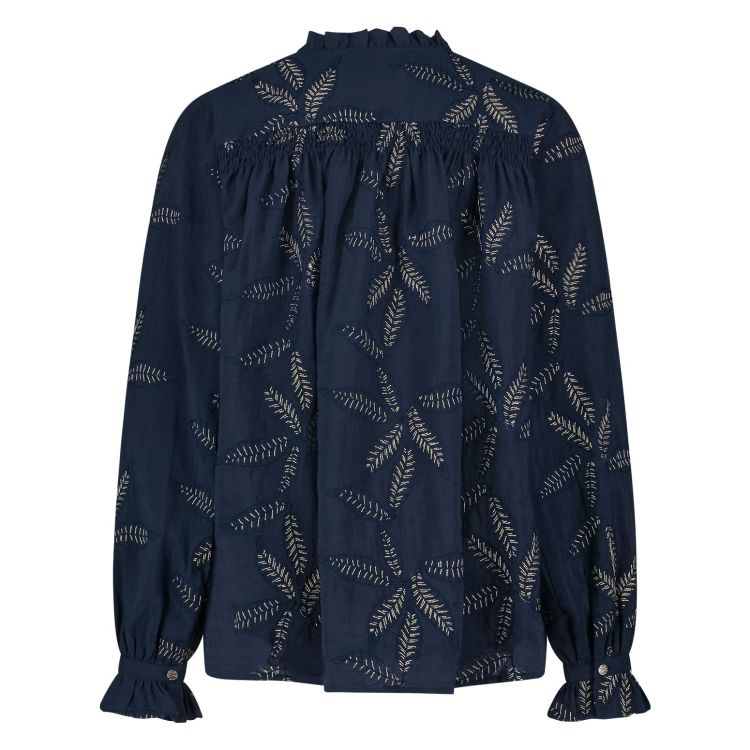 Nukus by Nick Vervoort Blouse Blauw dames (JENNA BLOUSE EMBROIDERY - JENNA.BLOUSE.NAVY) - GL Sport (Sluis)