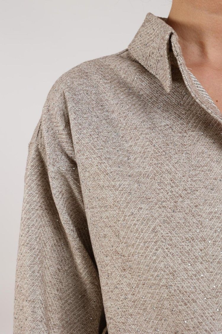 Nukus by Nick Vervoort Blouse Beige dames (LARA BLOUSE STRASS - LARA.BL.SAND) - GL Sport (Sluis)