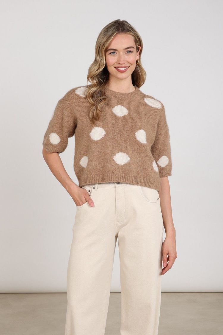 Nukus by Nick Vervoort Pull Taupe dames (LARA PULLOVER DOTS - LARA.PULL.TAUPE) - GL Sport (Sluis)