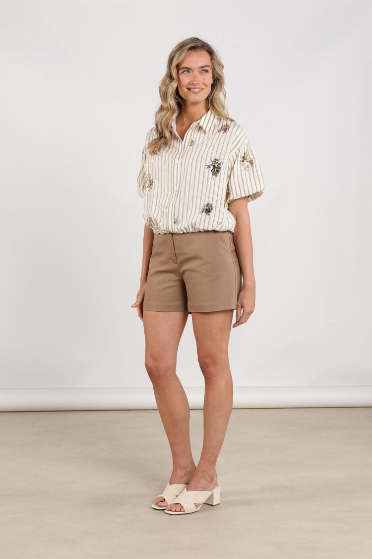 Nukus by Nick Vervoort Blouse Off-white dames (LEIA BLOUSE STRIPE PAILLET - LEIA.BLOUSE.STRIPE) - GL Sport (Sluis)