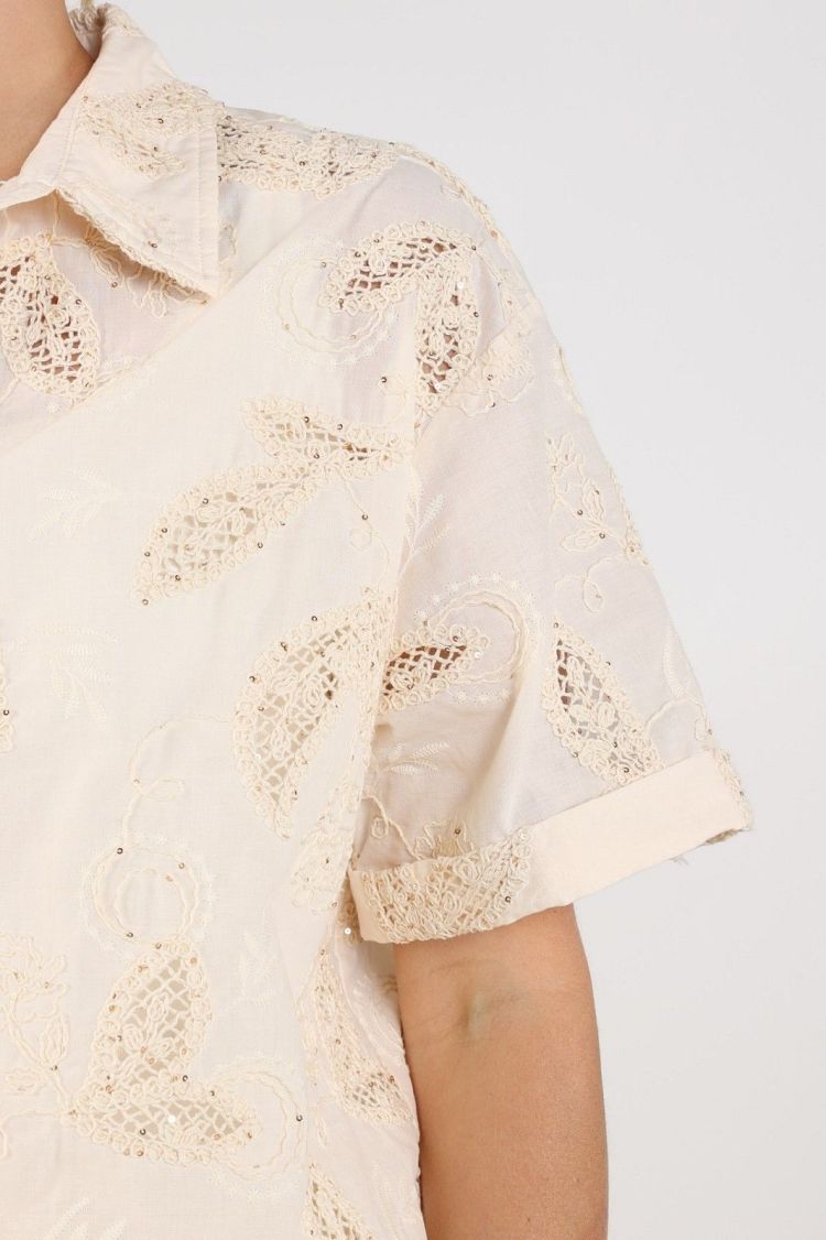 Nukus by Nick Vervoort Blouse Beige dames (LEONORA BLOUSE  - LEONORA.BLOUSE.SAND) - GL Sport (Sluis)