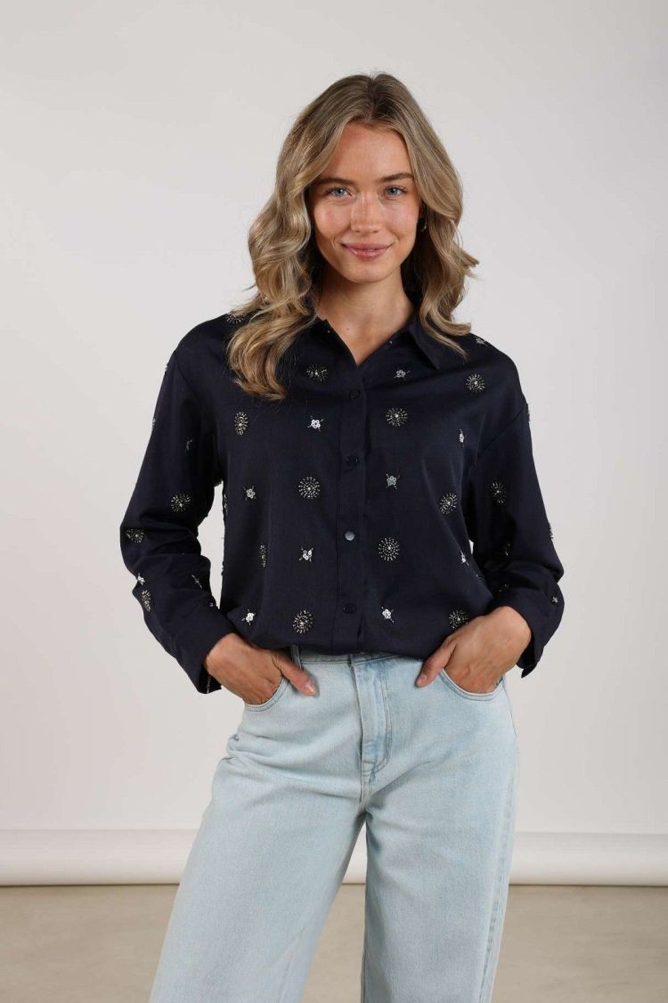 Nukus by Nick Vervoort Blouse Blauw dames (NEWPORT BLOUSE EMBROIDERY  - NEWPORT.BL.NAVY) - GL Sport (Sluis)