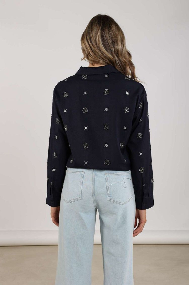 Nukus by Nick Vervoort Blouse Blauw dames (NEWPORT BLOUSE EMBROIDERY  - NEWPORT.BL.NAVY) - GL Sport (Sluis)