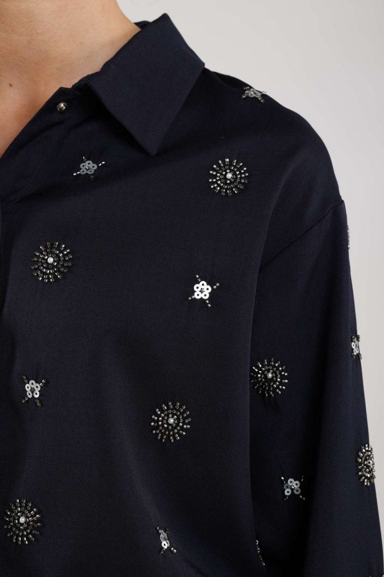 Nukus by Nick Vervoort Blouse Blauw dames (NEWPORT BLOUSE EMBROIDERY  - NEWPORT.BL.NAVY) - GL Sport (Sluis)