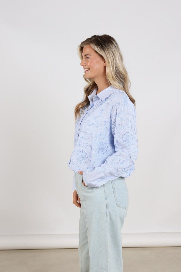 Nukus by Nick Vervoort Blouse Blauw dames (NEWPORT BLOUSE STRIPE - NEWPORT.BLOUSE.CLOU) - GL Sport (Sluis)