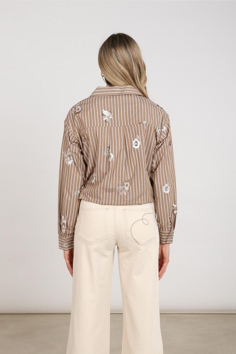 Nukus Blouse Taupe dames (NEWPORT BLOUSE STRIPE FLOWER - NEWPORT.BLOUSE.TAUPE) - GL Sport (Sluis)