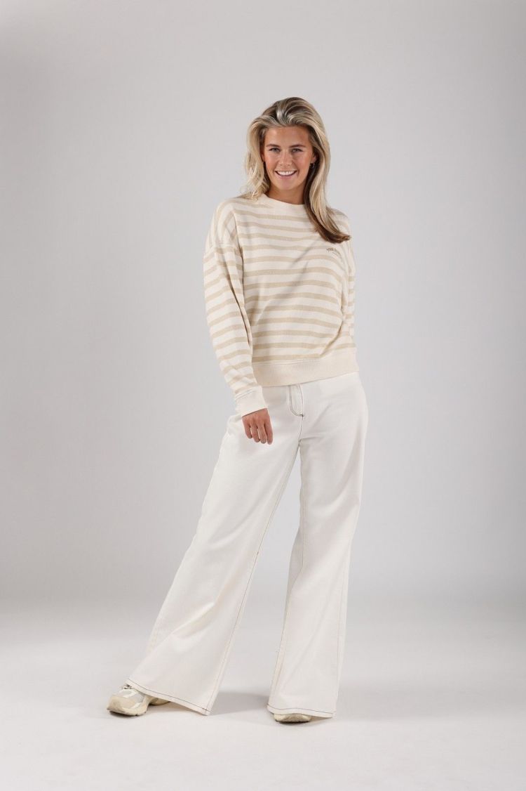 Nukus by Nick Vervoort Pull Beige dames (NOA PULLOVER STRIPES - NOA.PULL.OFFWHIT/SAND) - GL Sport (Sluis)