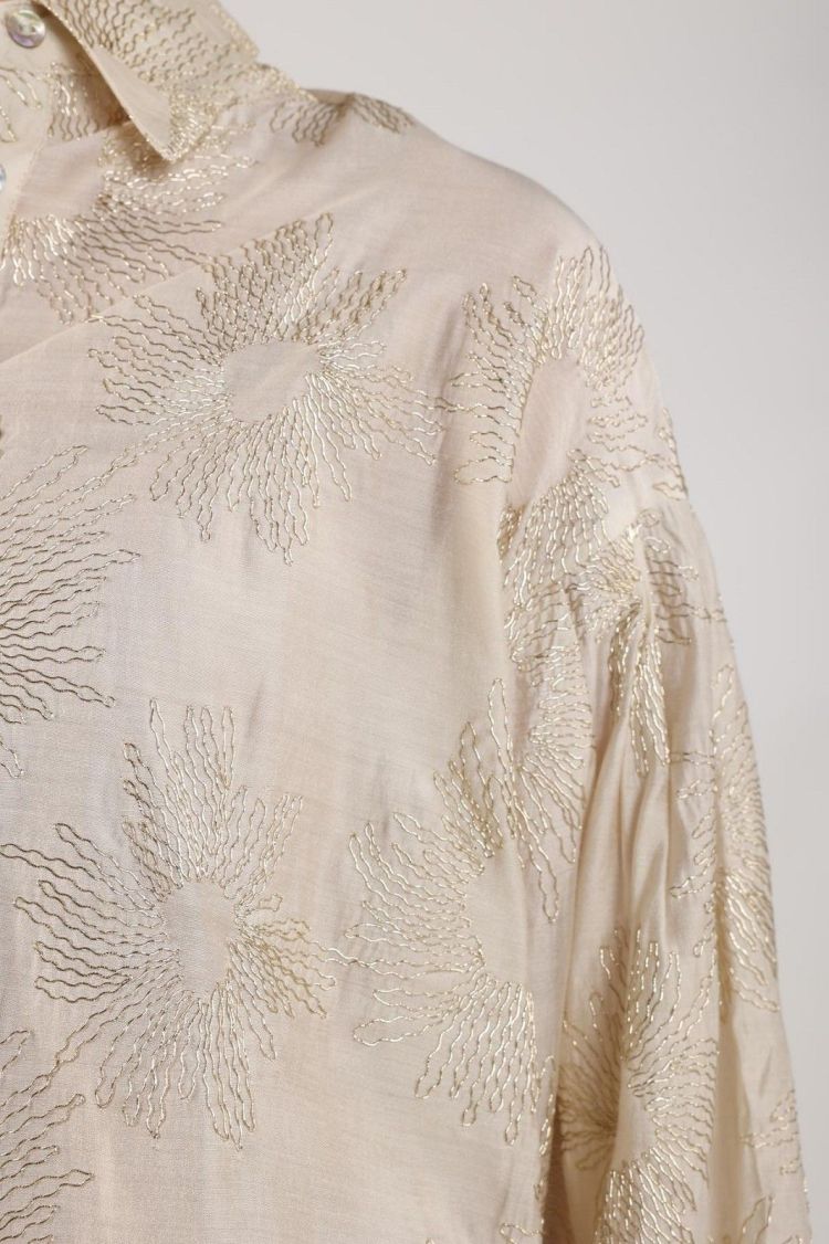 Nukus by Nick Vervoort Blouse Off-white dames (NOLA BLOUSE EMBROIDERY - NOLA.BLOUSE.OFFW/GOLD) - GL Sport (Sluis)