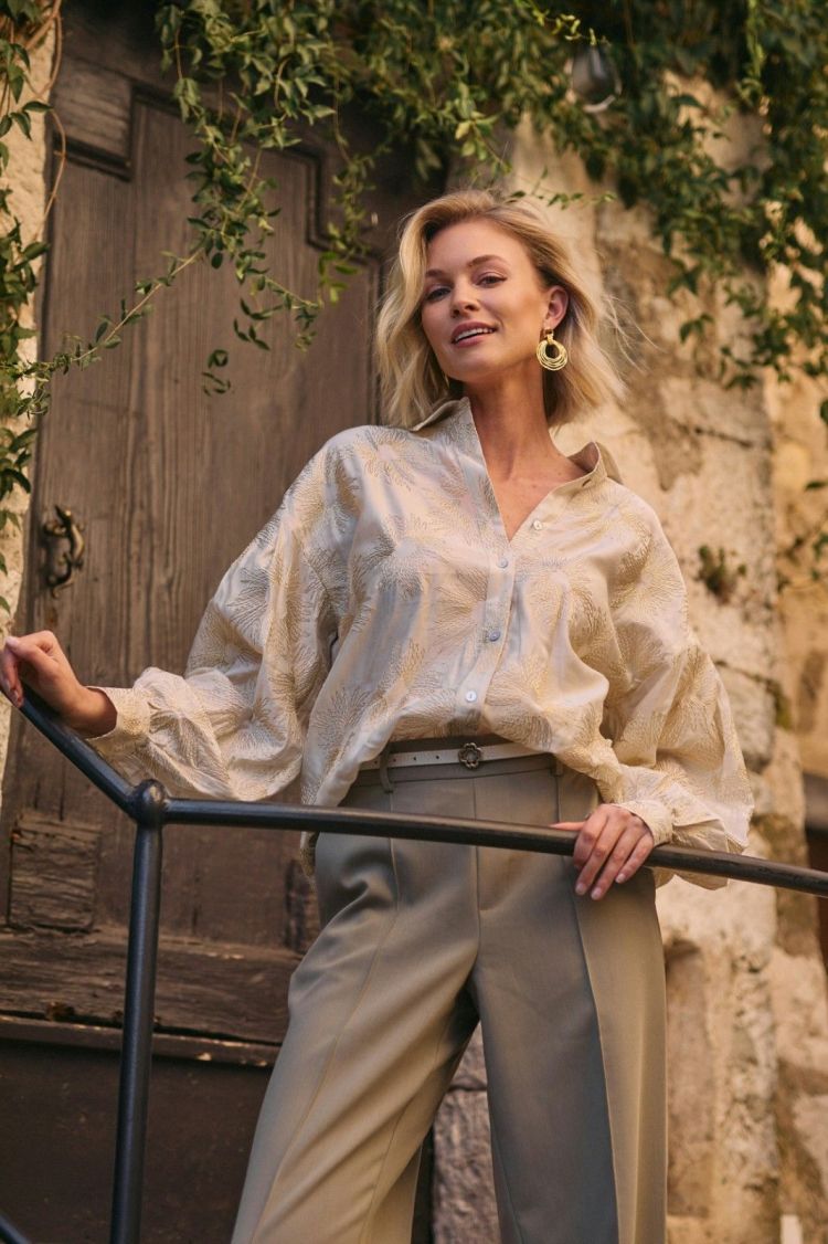 Nukus by Nick Vervoort Blouse Off-white dames (NOLA BLOUSE EMBROIDERY - NOLA.BLOUSE.OFFW/GOLD) - GL Sport (Sluis)