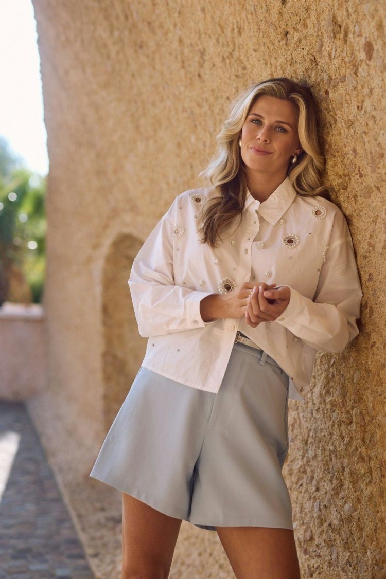 Nukus by Nick Vervoort Blouse Off-white dames (NOOR BLOUSE PEARL - NOOR.BLOUSE.OFFWHT) - GL Sport (Sluis)