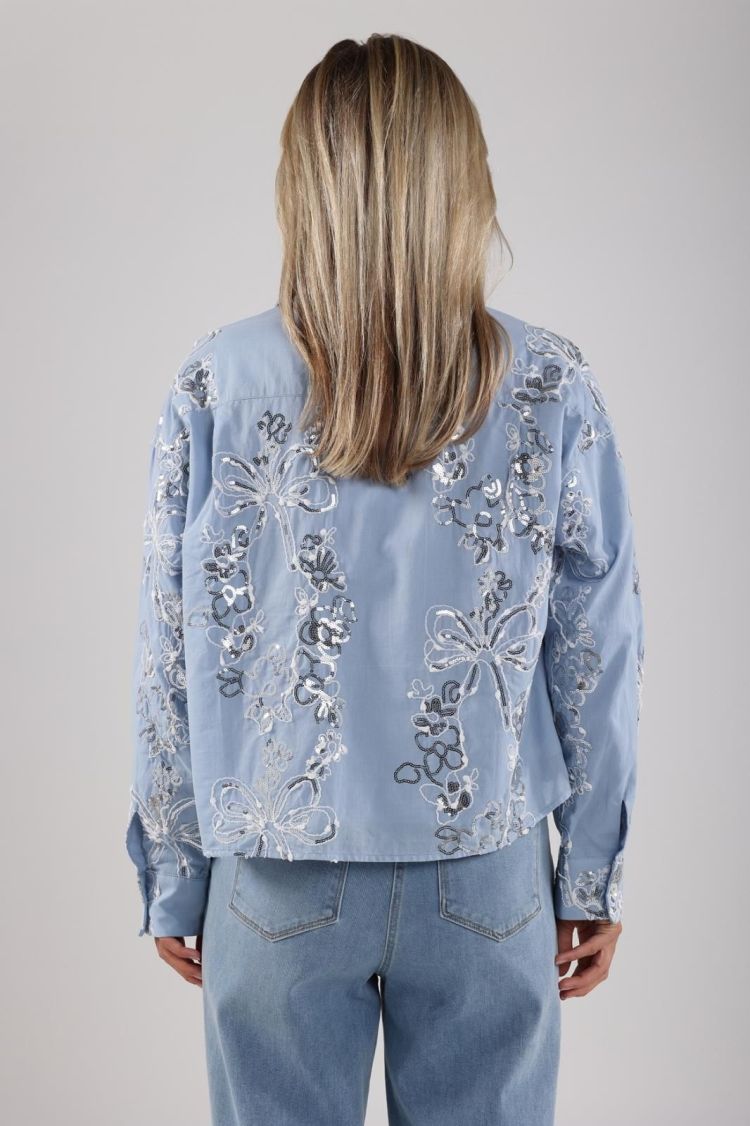 Nukus by Nick Vervoort Blouse Blauw dames (TESSA BLOUSE PAILLET - TESSA.BLOUSE.SKY) - GL Sport (Sluis)