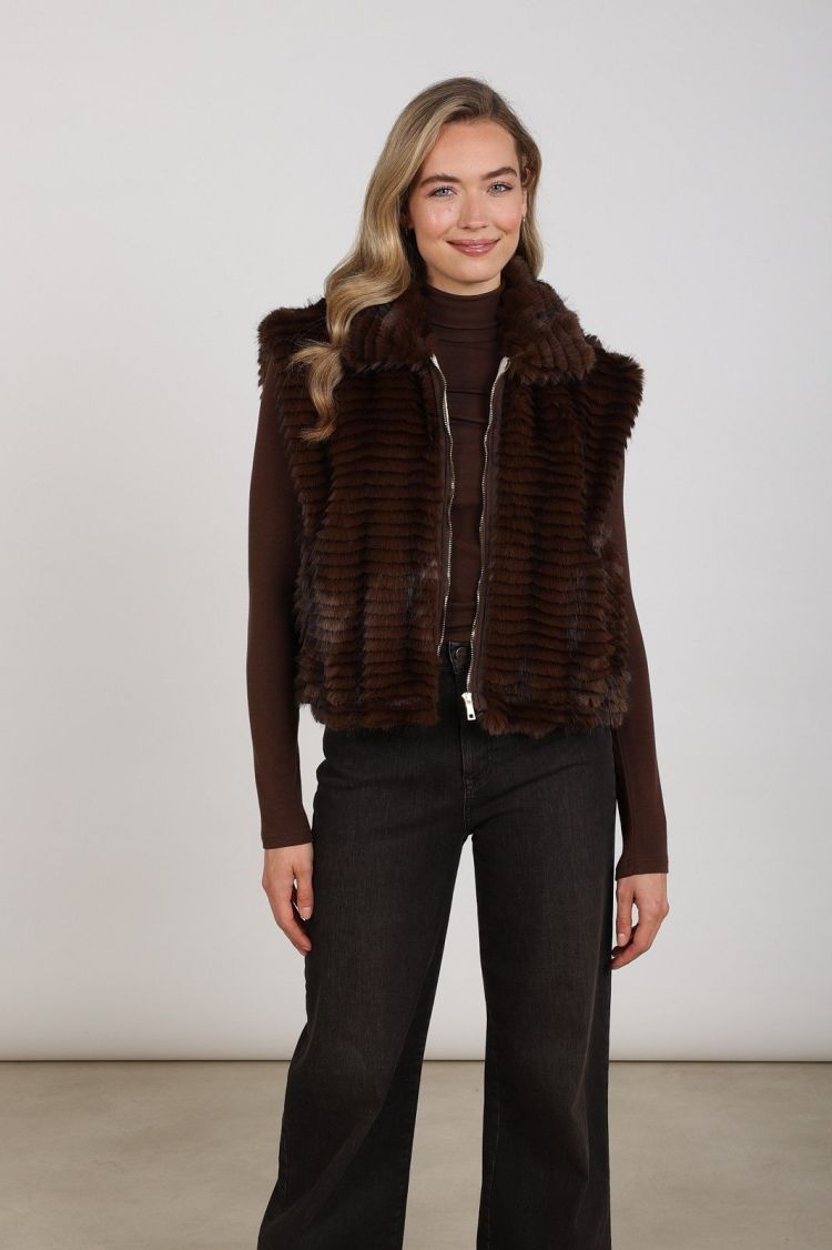 Nukus Gilet Bruin dames (HARRIET GILET ZIPPER  - HARRIET.GILET.CHOCO) - GL Sport (Sluis)