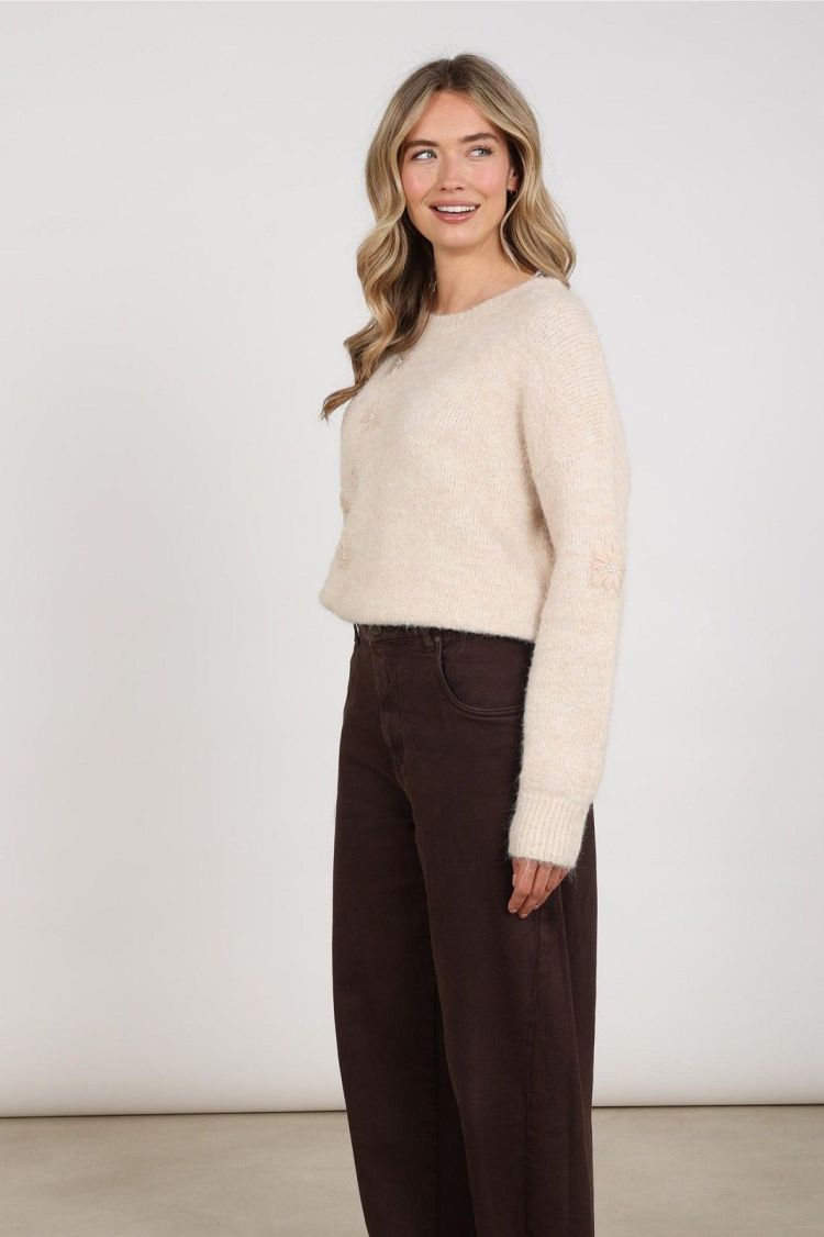 Nukus Pull Beige dames (KONSTANZA PULLOVER FLOWER - KONSTANZA.PULL.SAND) - GL Sport (Sluis)