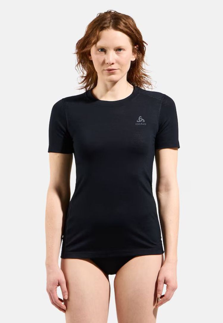 Odlo Thermokleding Zwart dames (TOP CREW NECK SS MERINO - WOMEN - 112061.15000) - GL Sport (Sluis)