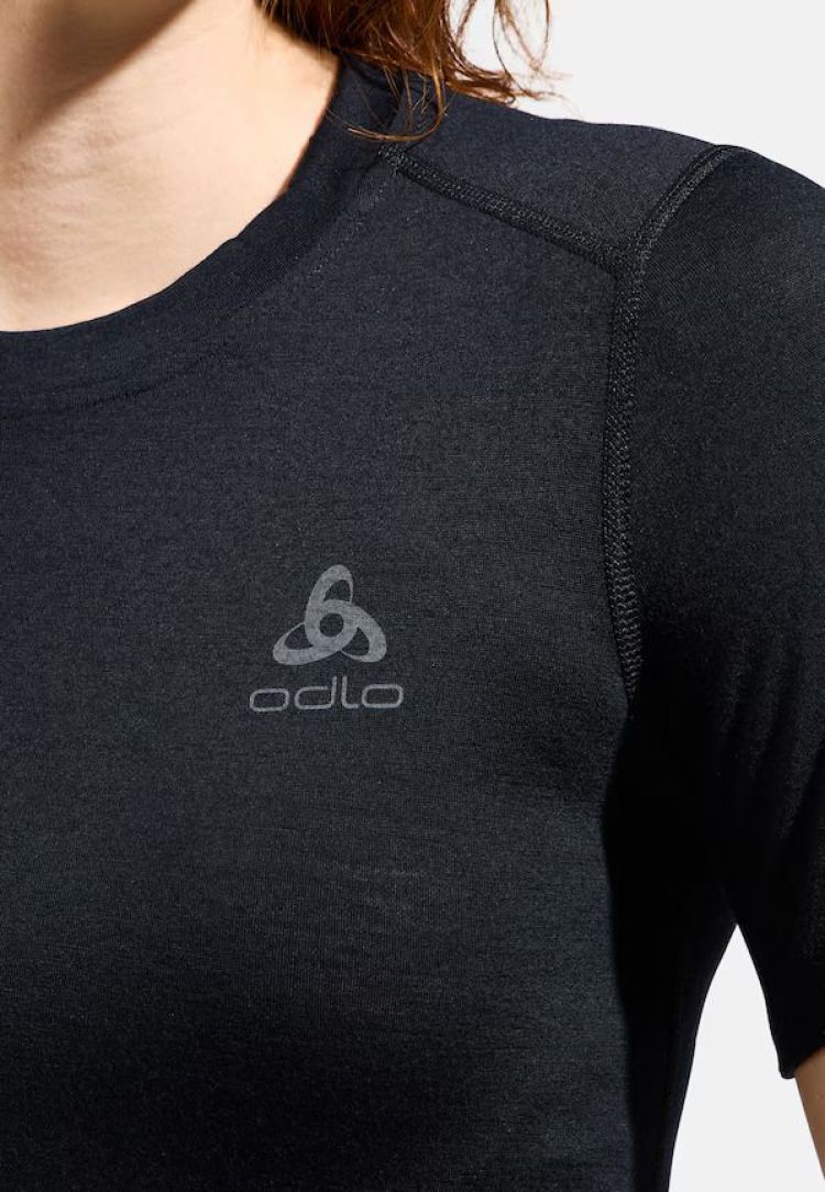 Odlo Thermokleding Zwart dames (TOP CREW NECK SS MERINO - WOMEN - 112061.15000) - GL Sport (Sluis)