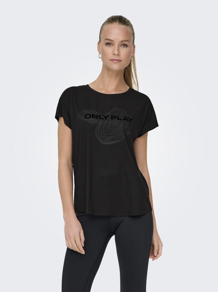 Only Play T-shirt Zwart dames (AUB-ROCK LIFE ON SS BAT LOOSE TEE  - 15333439.BLACK) - GL Sport (Sluis)