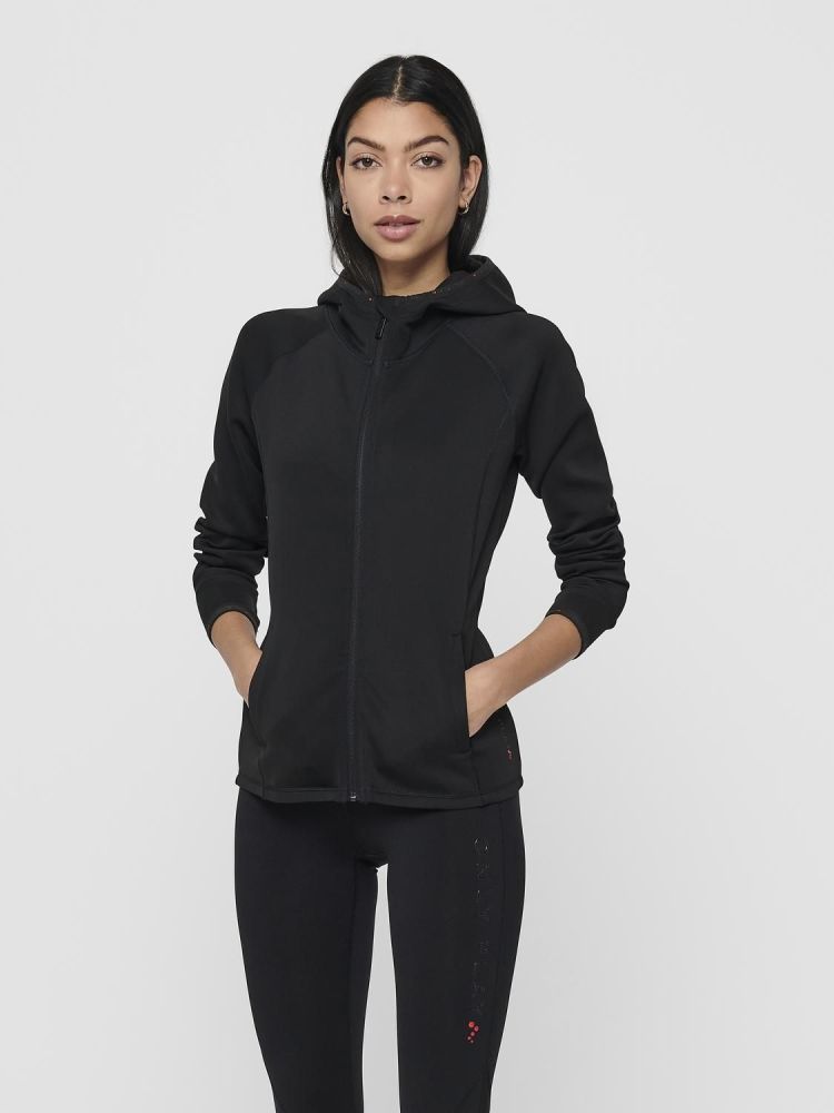 Only Play Vest Zwart dames (CARA LS HOOD ZIP SWEAT - 15196488.BLACK) - GL Sport (Sluis)