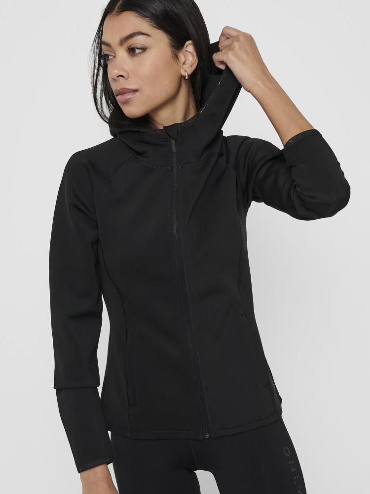 Only Play Vest Zwart dames (CARA LS HOOD ZIP SWEAT - 15196488.BLACK) - GL Sport (Sluis)