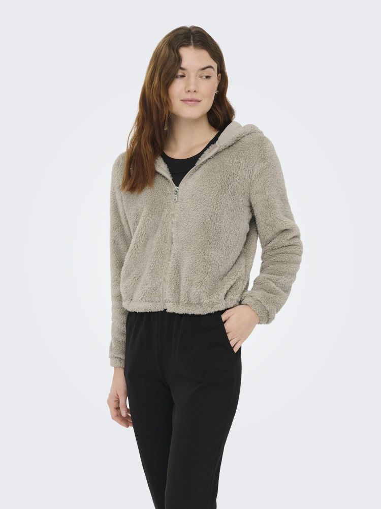 Only Play Vest Beige dames (CAS-FLUF HOOD FZ LS SWEAT - 15372296.STRING) - GL Sport (Sluis)