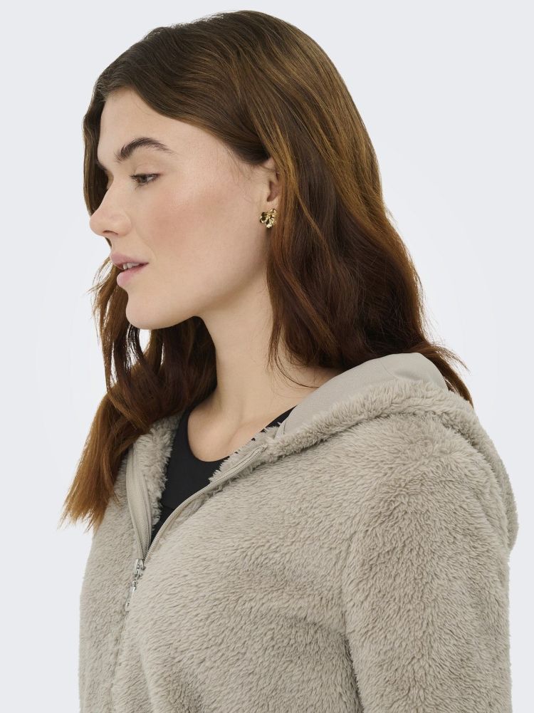 Only Play Vest Beige dames (CAS-FLUF HOOD FZ LS SWEAT - 15372296.STRING) - GL Sport (Sluis)