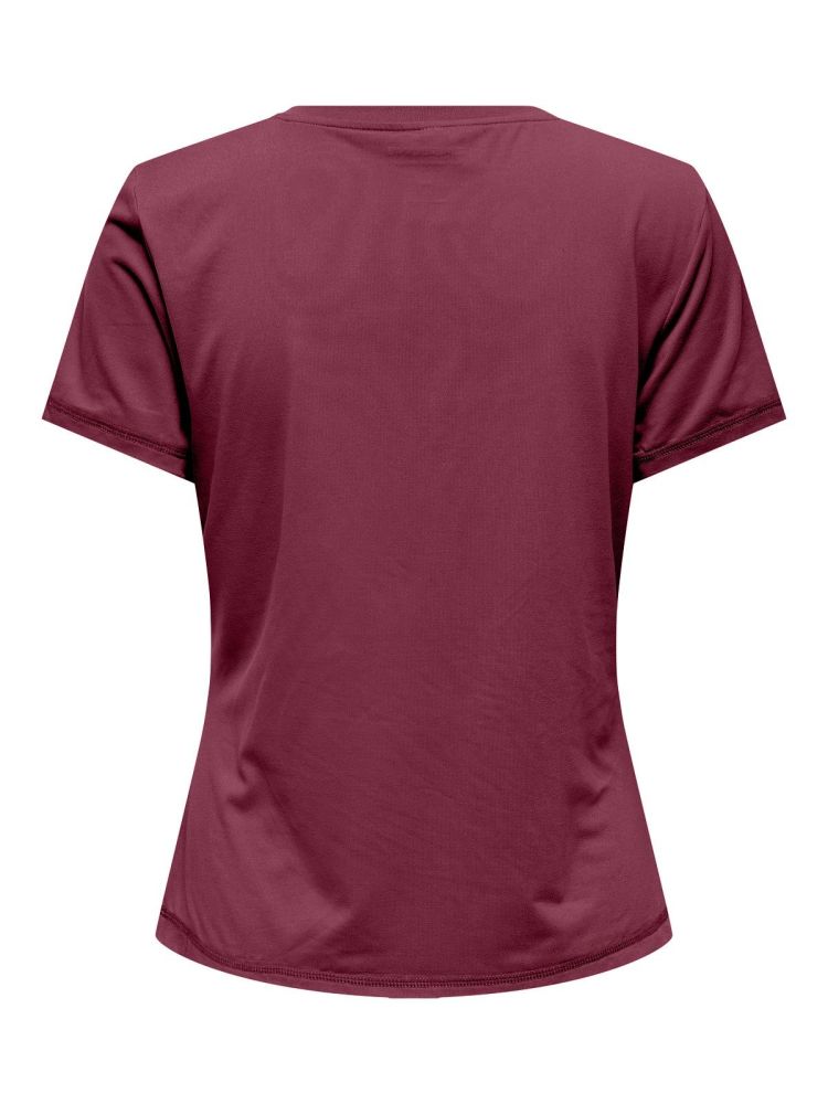 Only Play T-shirt Bordeaux dames (FONT LIFE VN SS REG TEE - 15338958.RHODODENDRON) - GL Sport (Sluis)
