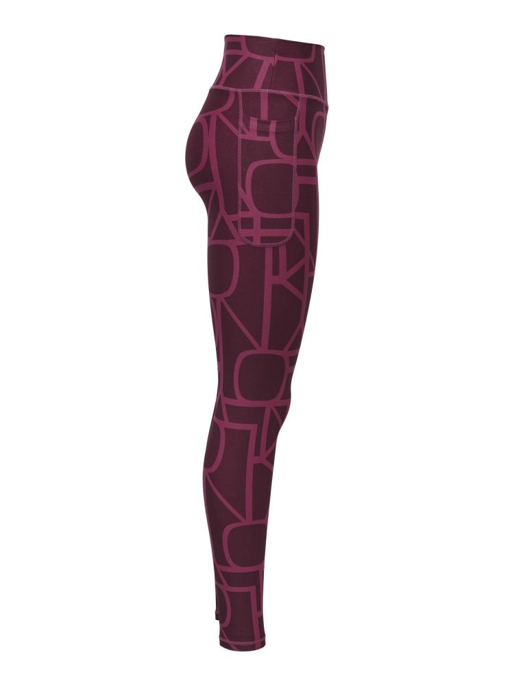 Only Play Sportbroek Bordeaux dames (FONT-2 LOGO HW PCK TIGHTS - 15327069.RHODONDENDRON) - GL Sport (Sluis)