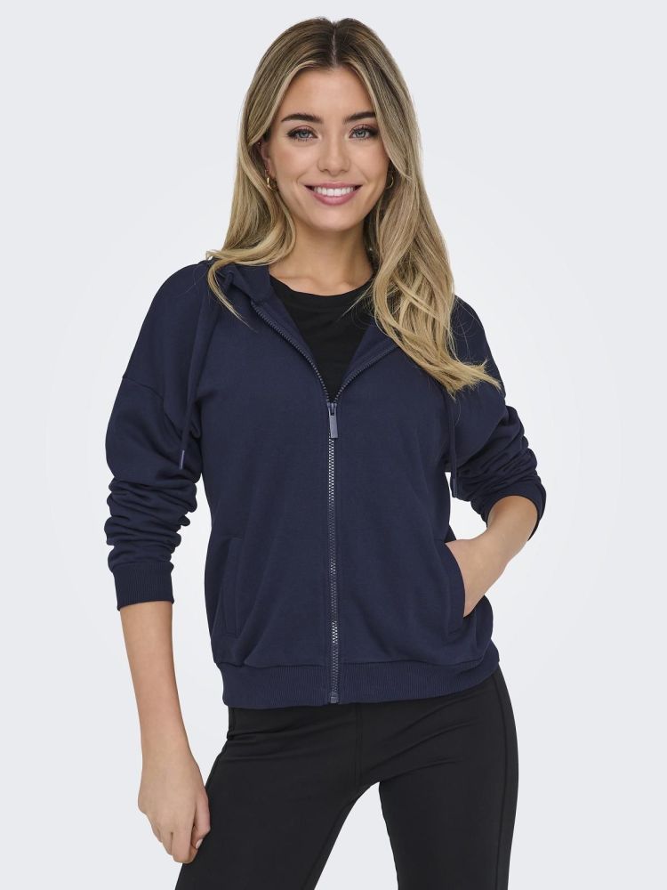 Only Play Vest Blauw dames (LUX HW BRUSH FULLZIP LS LOOSE SWEAT HOOD - 15333436.MARITIMEBLUE) - GL Sport (Sluis)